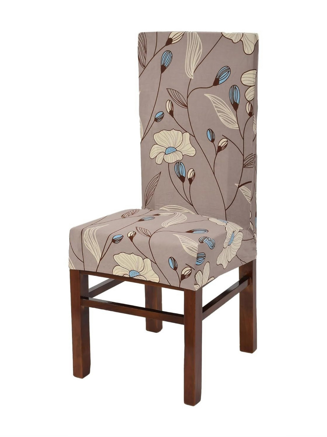 Yellow Weaves Brown Printed Chair Cover