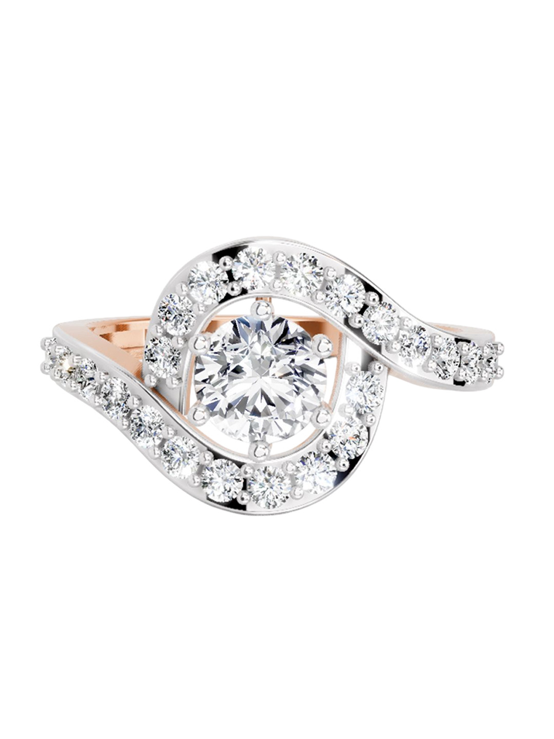 Sparkles 14K Rose Gold Lab Grown Diamond 1.29 Carat Round Shape Diamond Ring