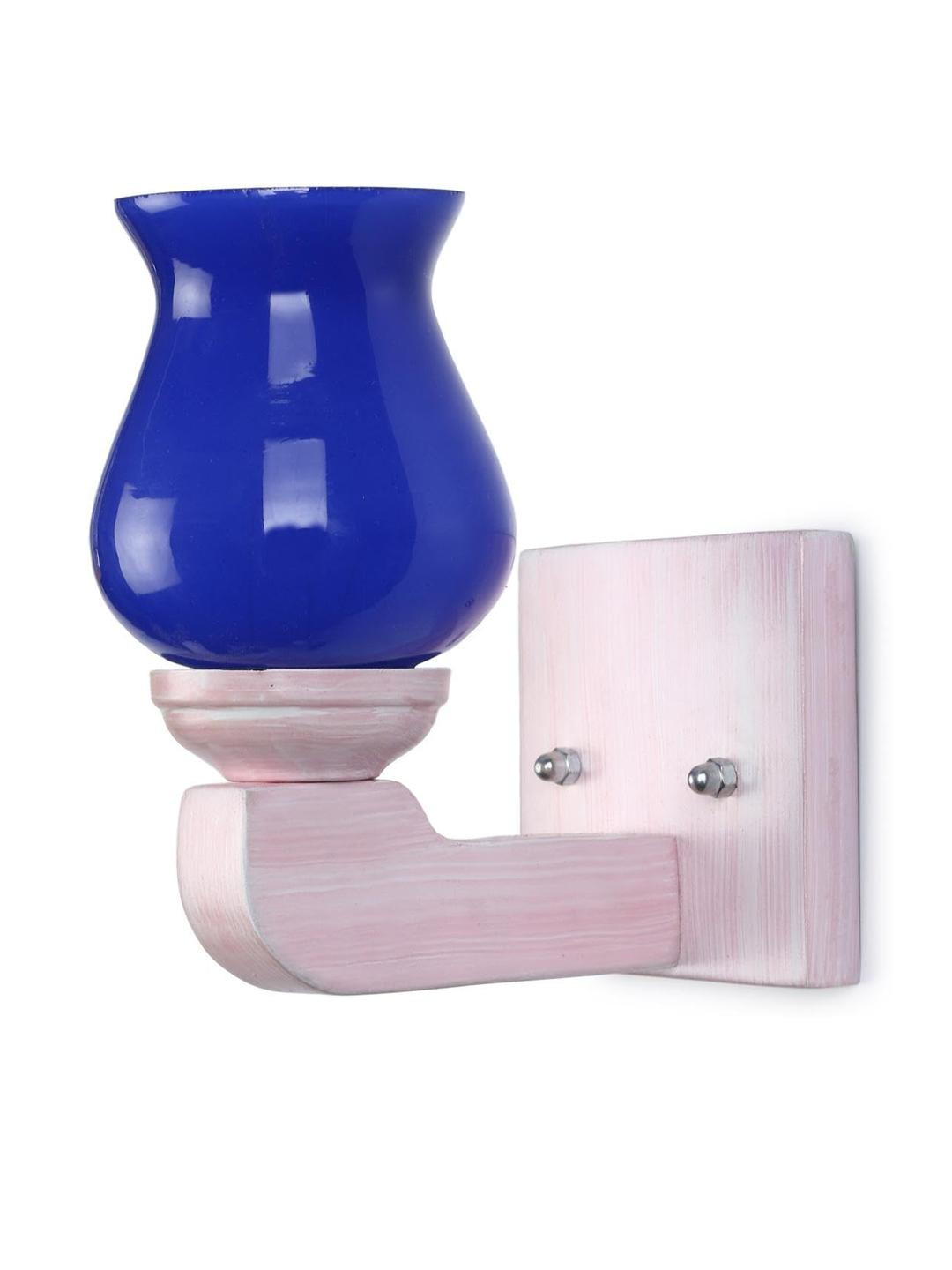 Somil Premium Designer Glass Wall / Night Lamp  Elegant & Stylish Dcor Accent for Modern Interiors, Color- Blue, Size:- 19 X 24 X 20.5 CM