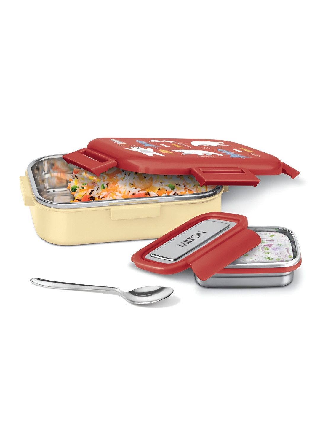 Milton Hugo Inner Steel Tiffin Box with Steel Container, PU Insulated Snap Lock Lid 700 ml