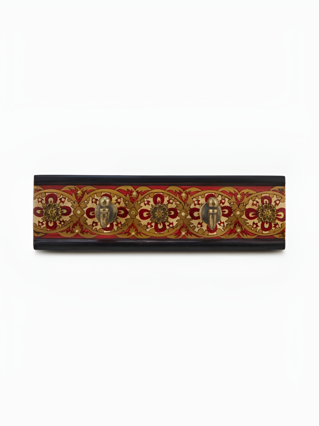 Fabindia Zhuri Red & Brown Textured Wooden Wall Hooks
