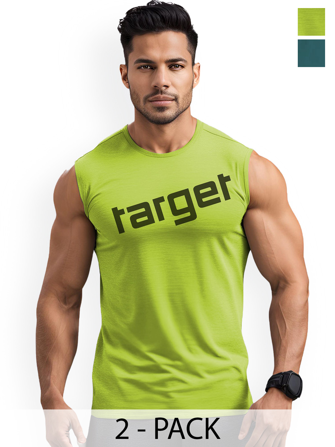 3Colors Pack Of 2 Printed Dri-FIT Sleeveless Gym Vests
