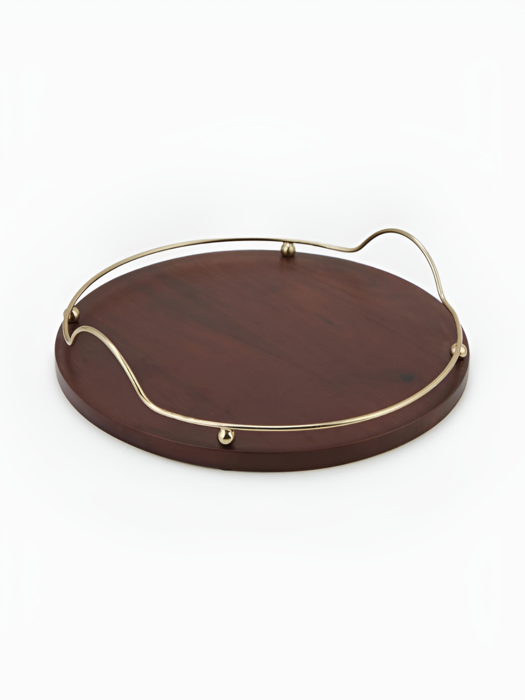 Fabindia Parav Brown And Gold-toned Wooden Serving Tray