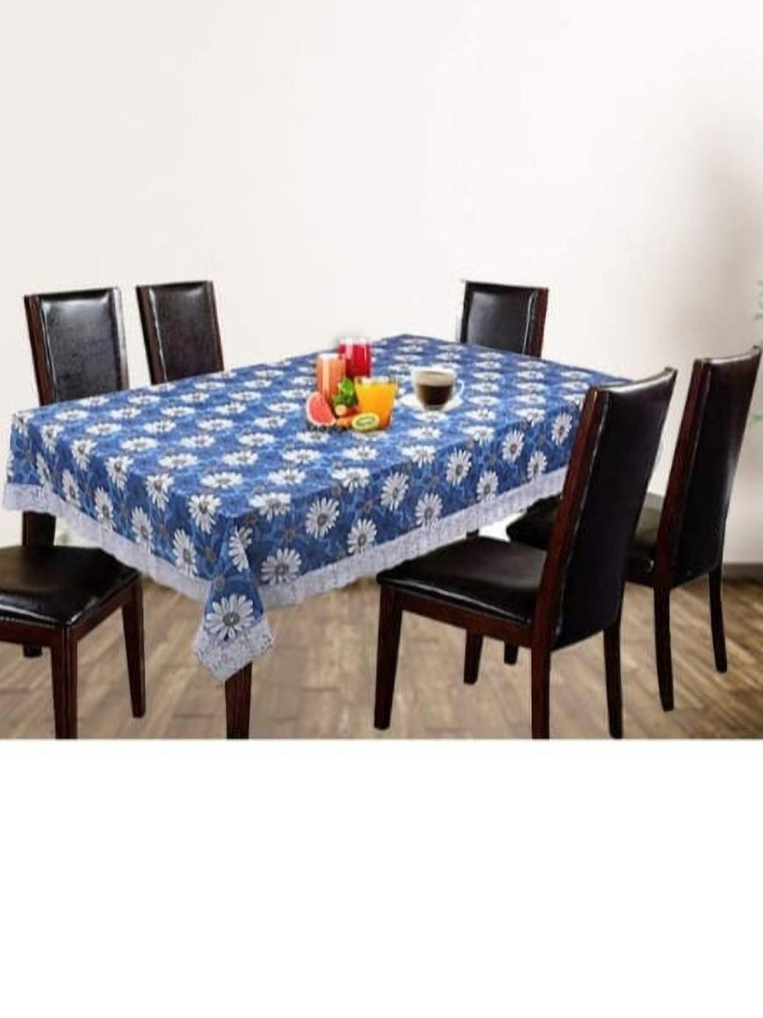 STYLZI Blue & White Floral Printed 4 Seater Rectangular Plastic Table Cover
