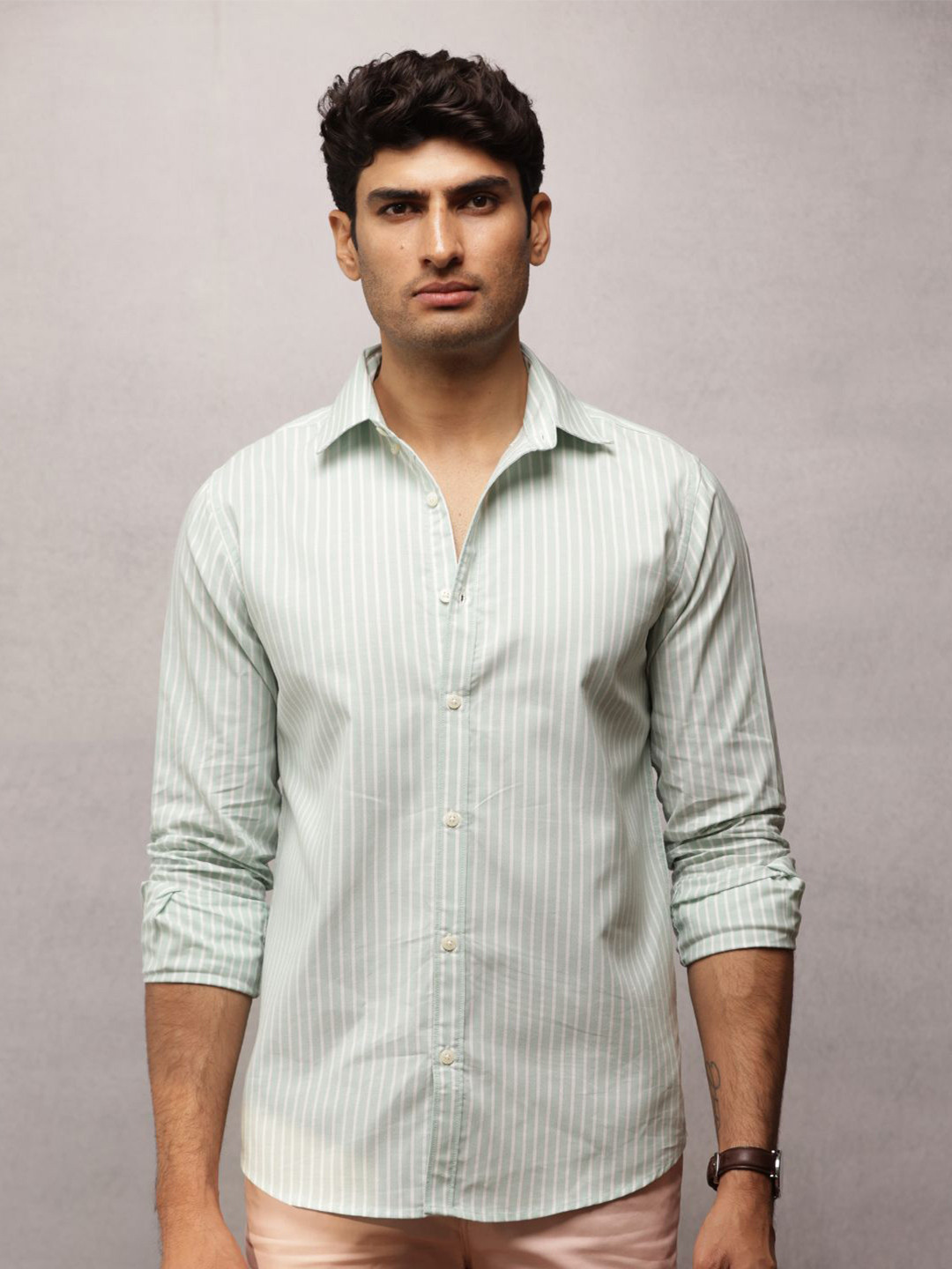 Uncluttered Closet Men Regular Fit Vertical Striped Cotton Casual Shirt