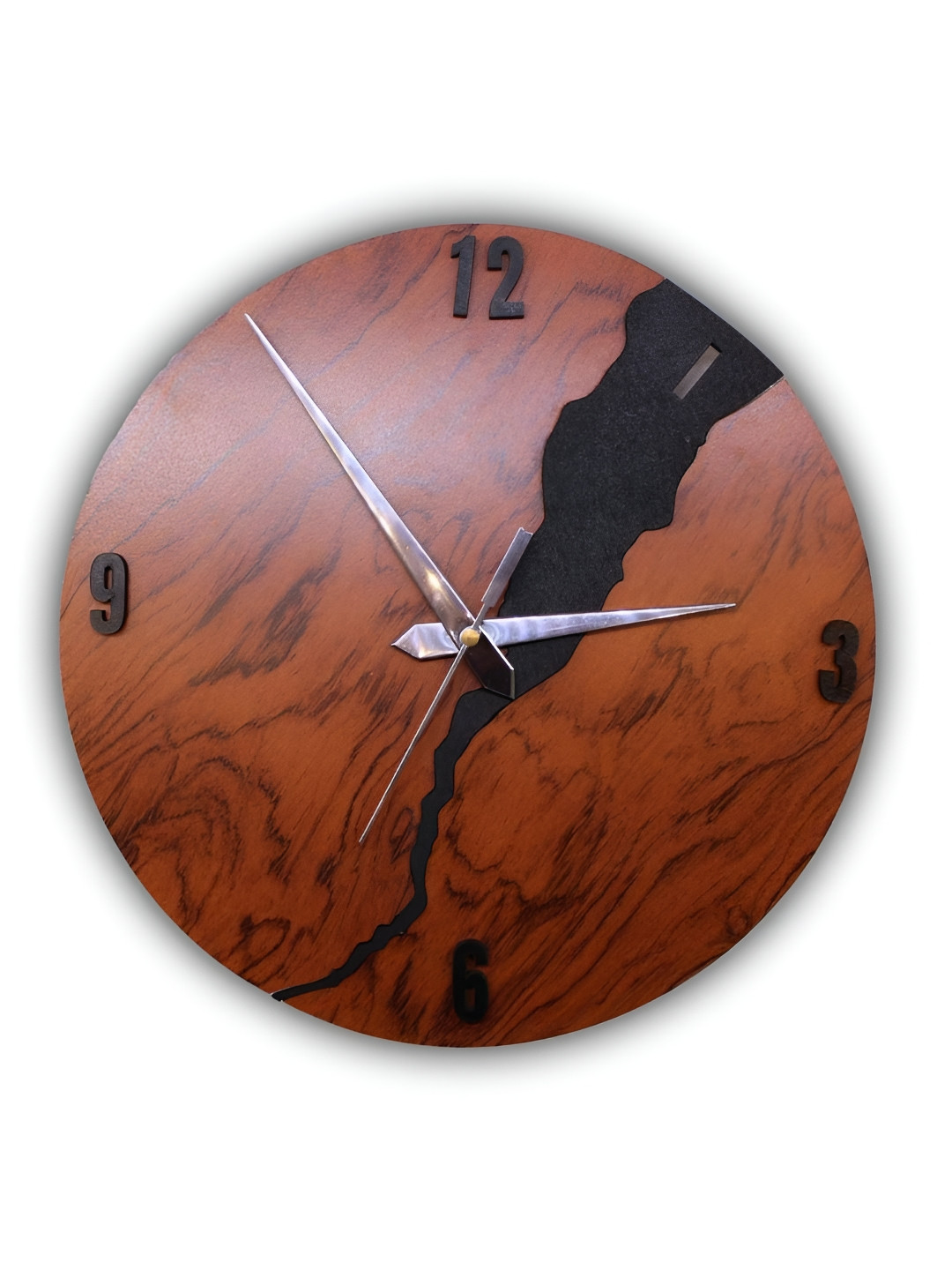 VAH Kya Bat Hai !! Brown & Black Textured Wooden Wall Clock