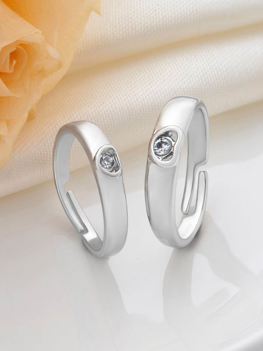 JOKER & WITCH Unisex Set Of 2 Stones Studded Jasper & Alice Lovers Couple Ring