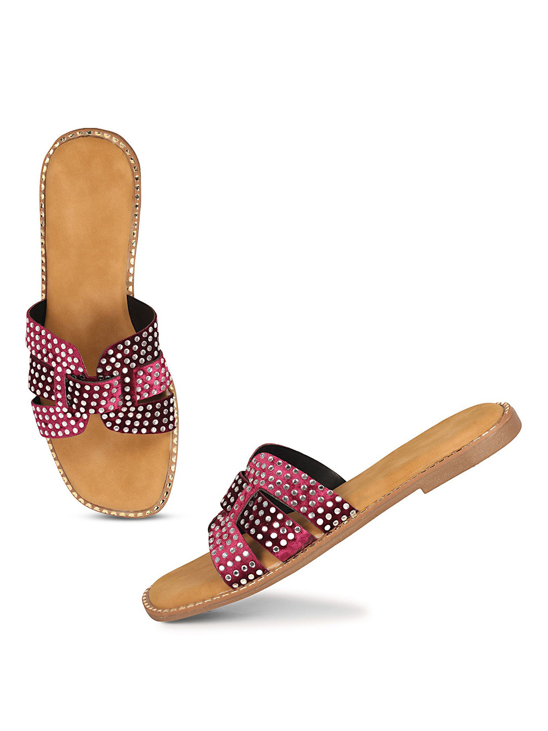 Commander Shoes Women Western Embellished Open Toe Flats