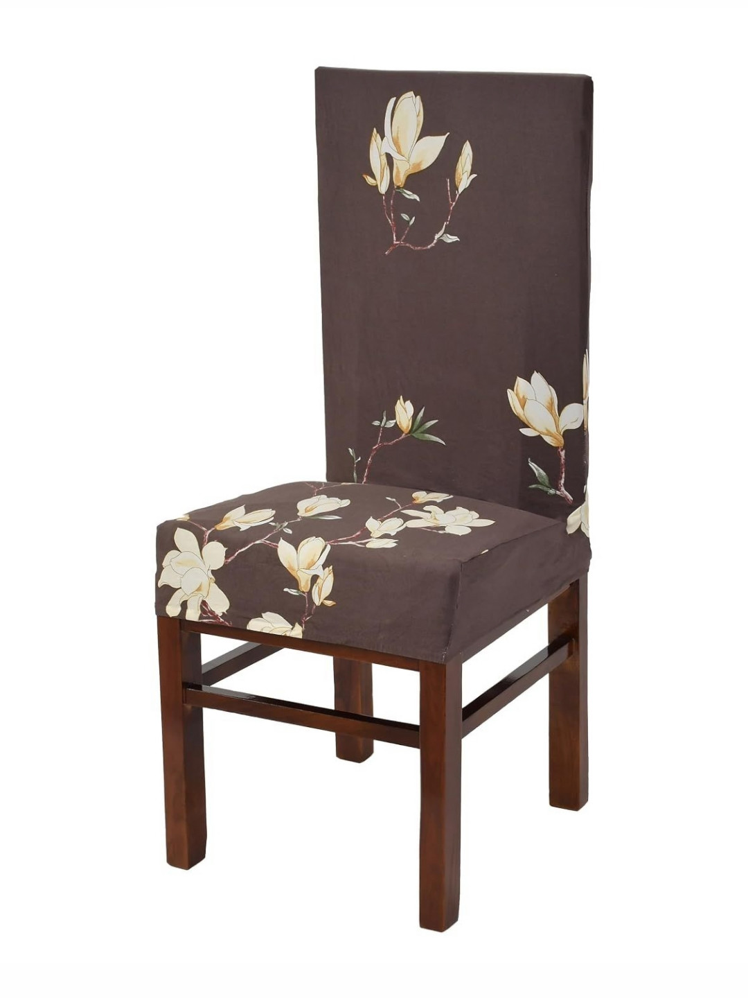 Yellow Weaves Dark Brown Printed Chair Cover