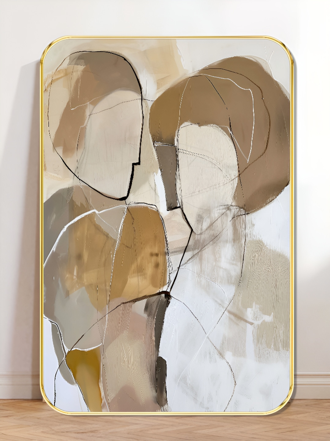 Livin'luxe White & Brown Abstract Couple Rectangle Wall Art