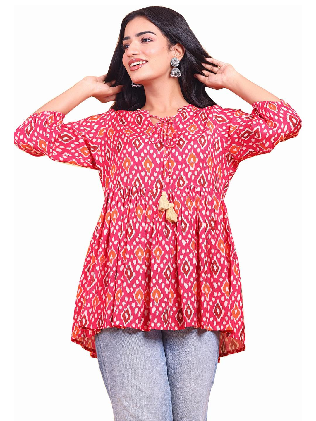 RAISHREE Women A-Line Round Neck Top