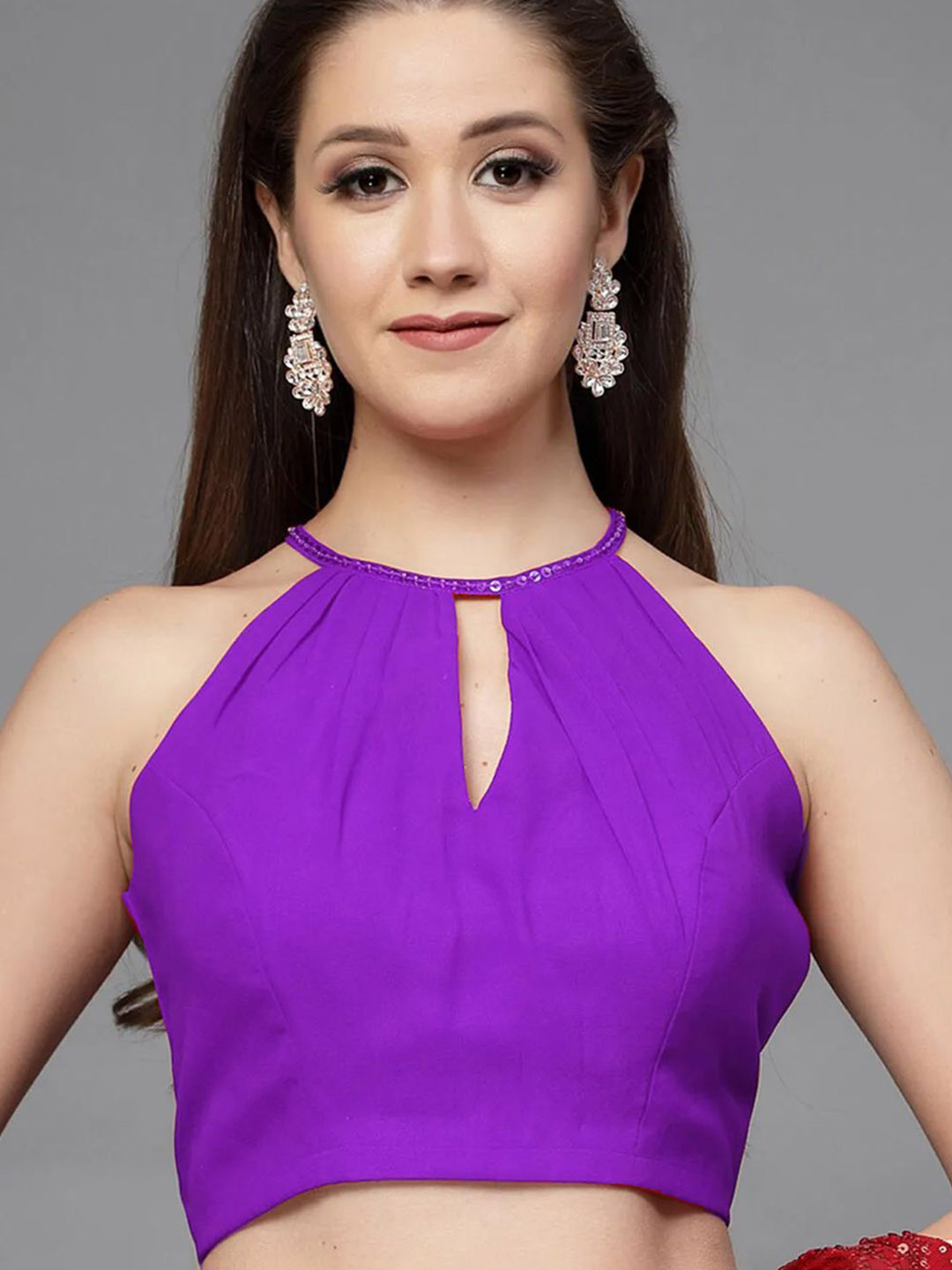 Utsav Fashion Embellished Neckline Halter Neck Saree Blouse