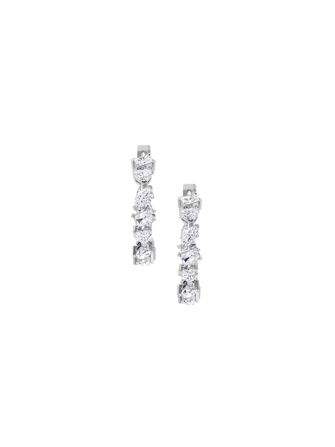 LUNA Women White Gold Lab Grown Diamond Hoop & Huggie Earrings I 14 kt