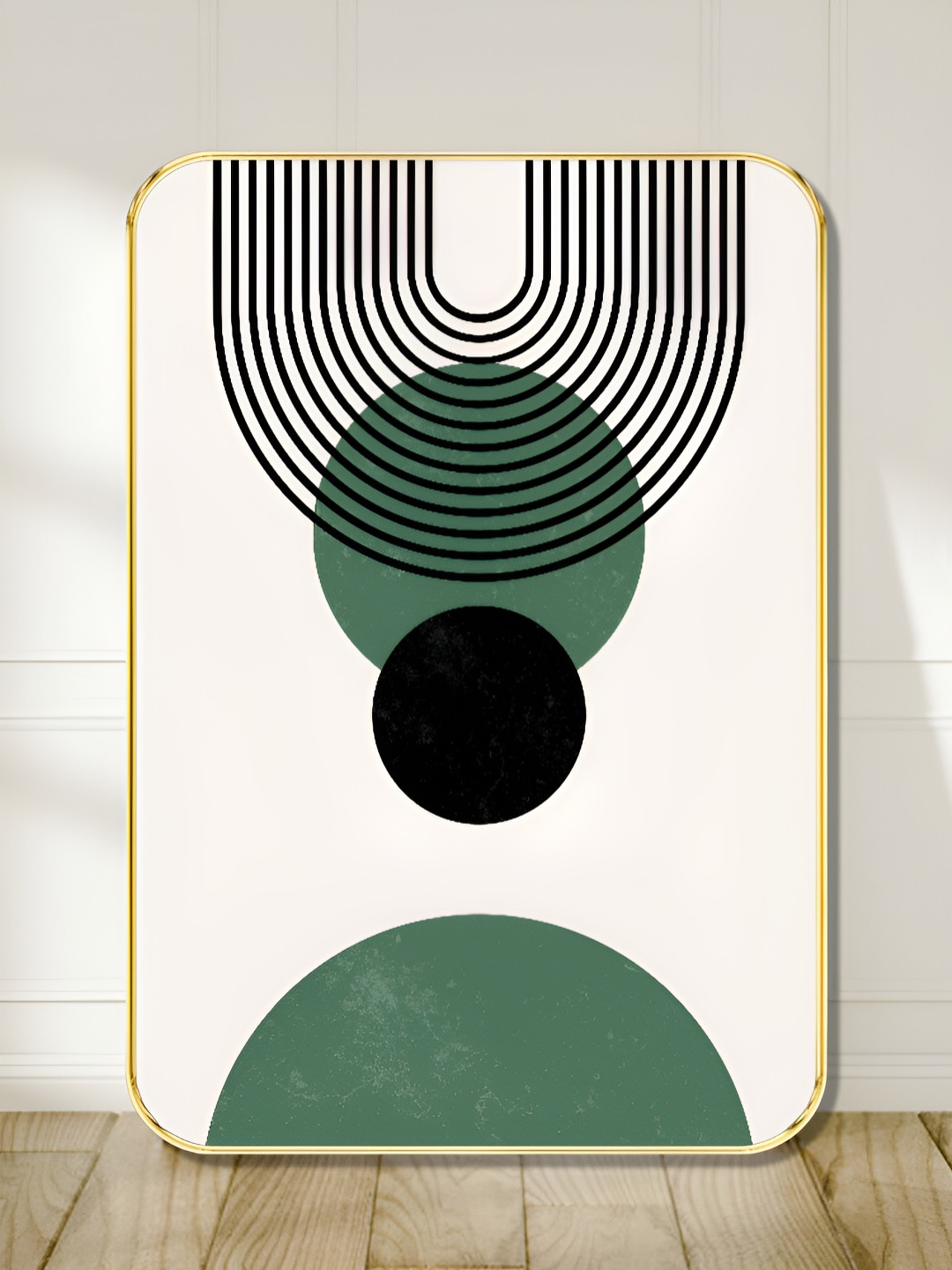 Livin'luxe Green & White Geometric Printed Wall Art