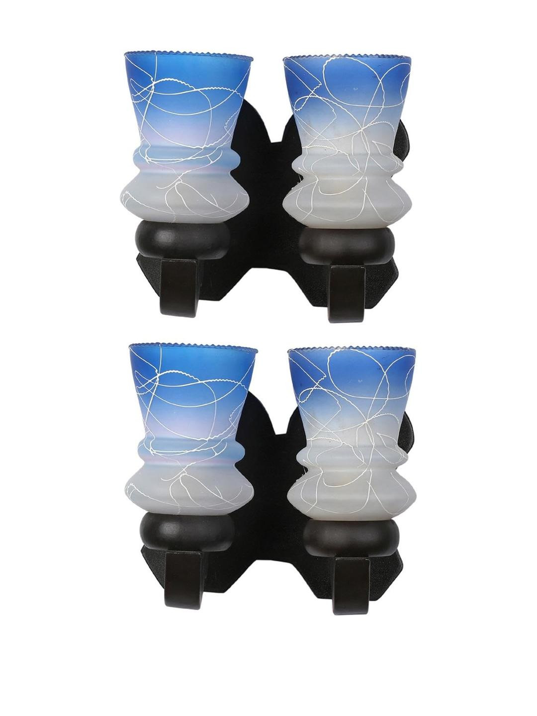 Somil Premium Designer Glass Wall / Night Lamp  Elegant & Stylish Dcor Accent for Modern Interiors, color- Blue, White, Size, 29 X 24 X 28 CM
