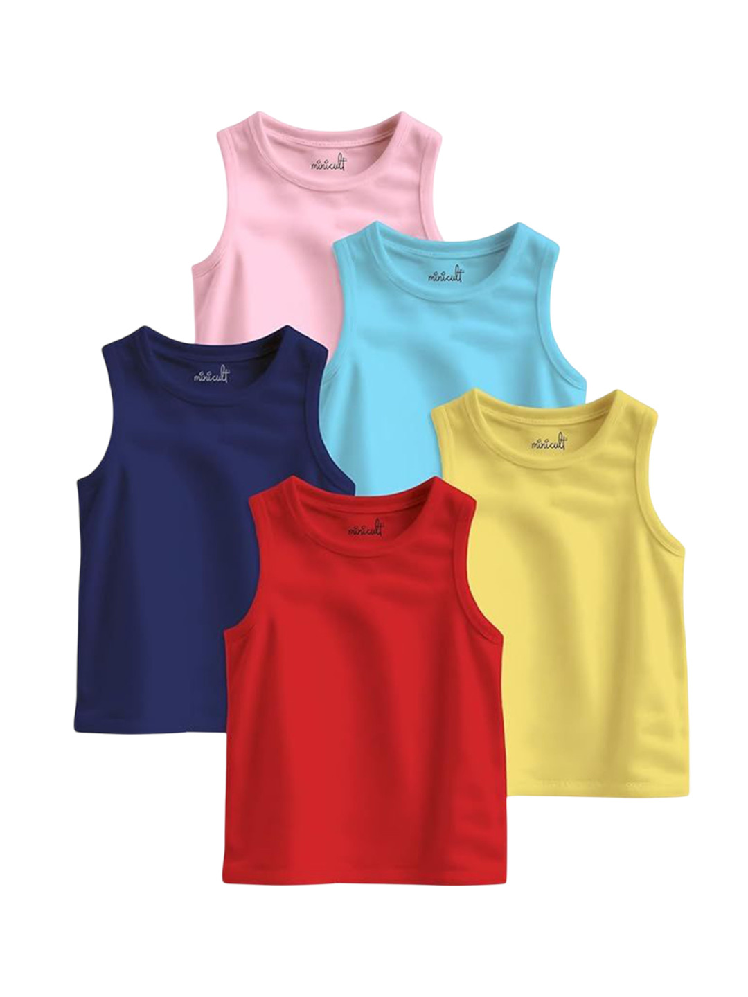 Minicult Kids Pack Of 5 Cotton Basic Vests VST_PT_E005_26_P5