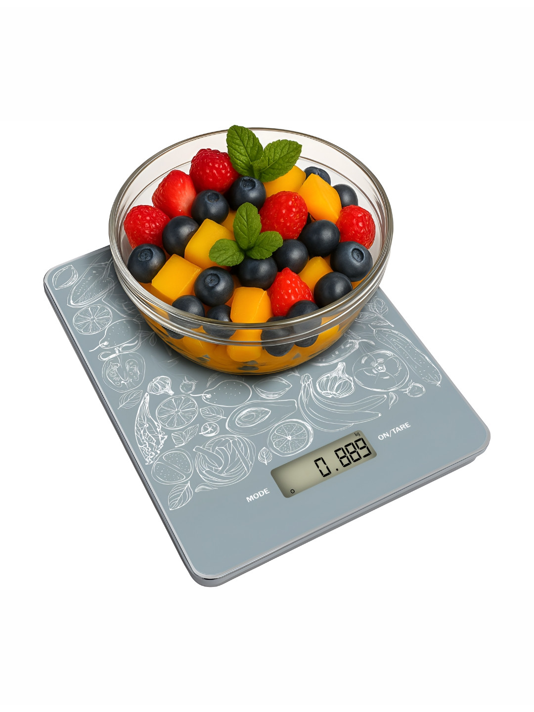HOMEBASIC Grey & White Glass Digital Kitchen Weighing Scale