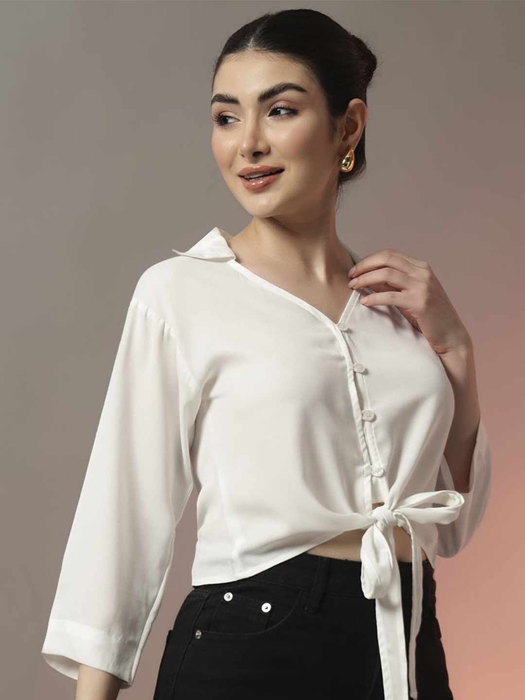 CORSICA Women Shirt Coller Shirt Style Crop Top