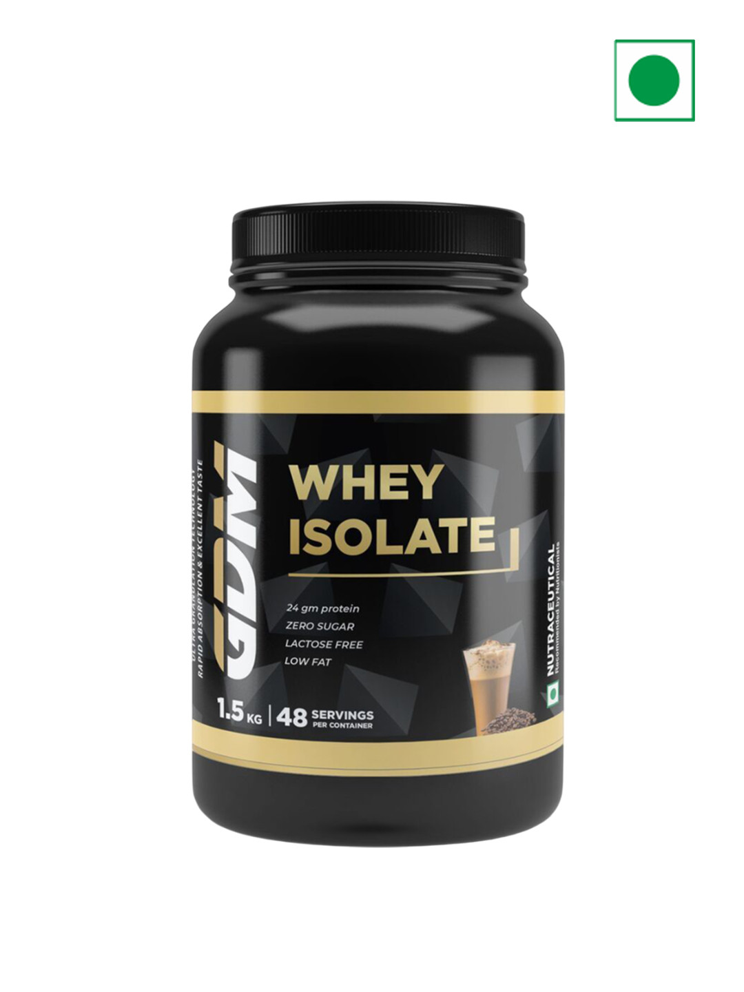 GDM Nutraceuticals LLP Whey Isolate Powder - 1.5 Kg - Coffee Flavor
