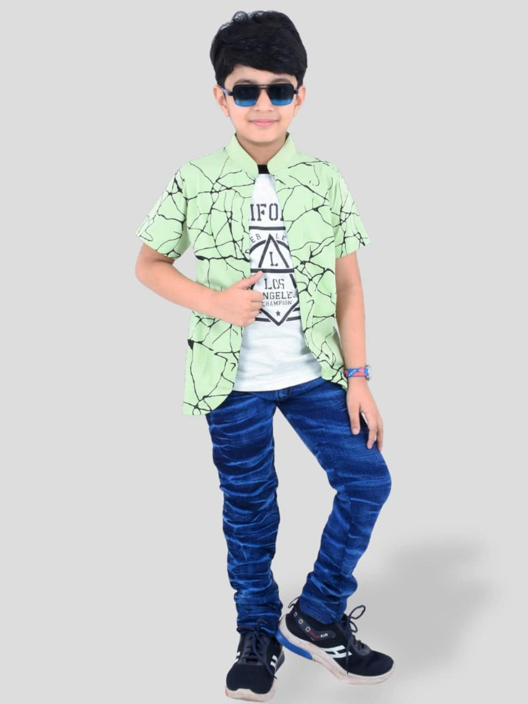 Jam & Sugar Boys Printed Mandarin Collar T-shirt