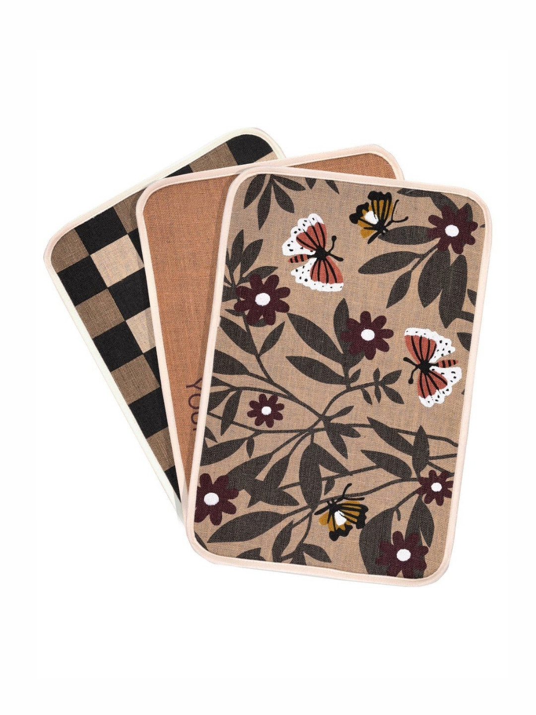 Saral Home Pack Of 3 Grey & Brown Printed Jute Anti-Skid Doormats