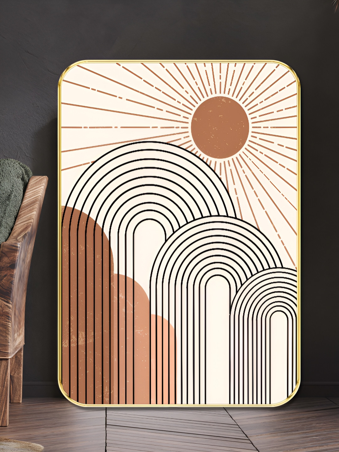 Livin'luxe Brown & Black Sunburst Printed Wall Art