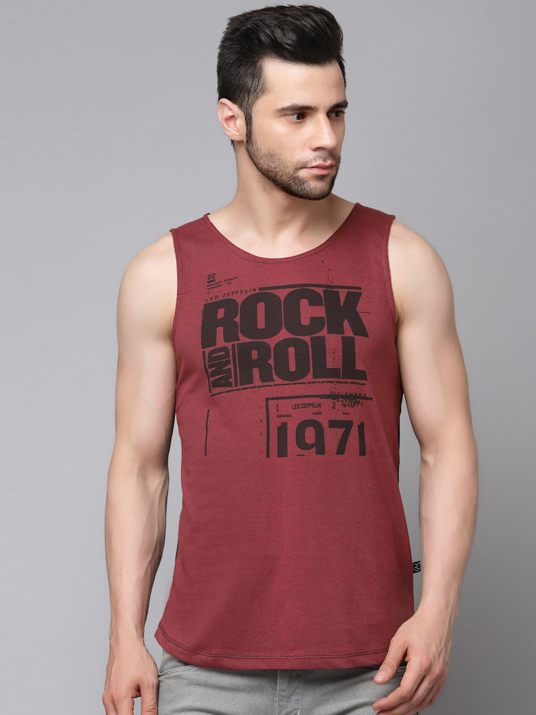 Metronaut Pure Cotton Printed Round Neck Gym Vest MNT-SD02201033RL