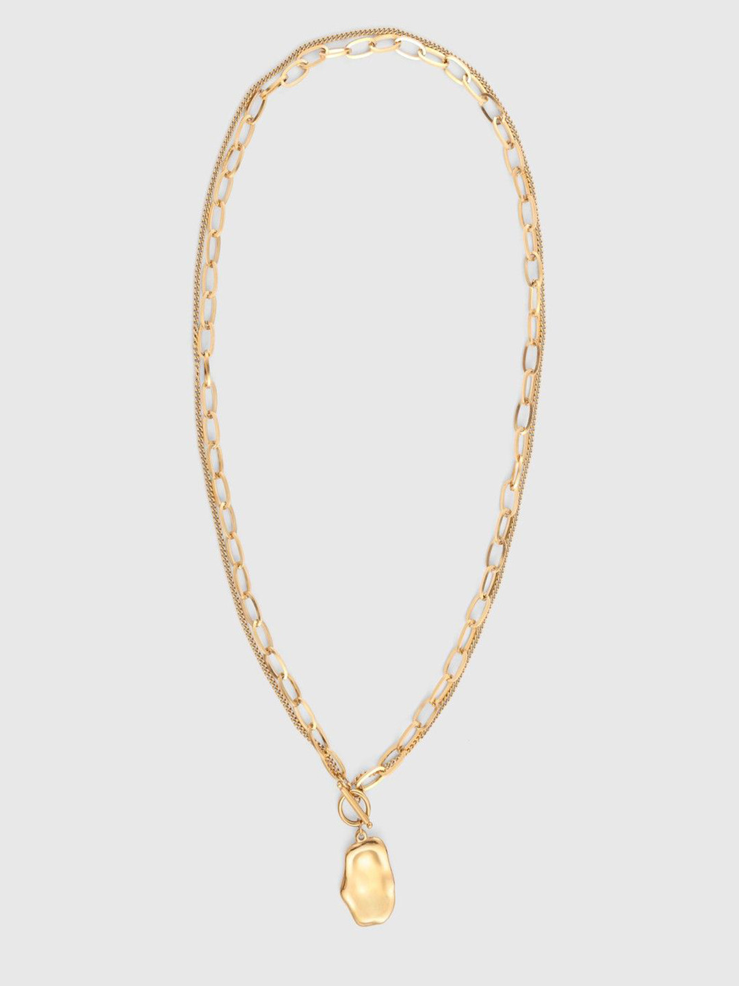 OUZEL Stainless Steel 8KT Gold-Plated Double Layered Necklace