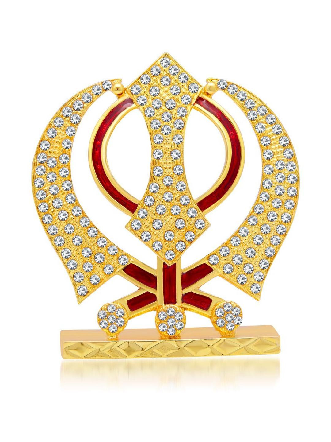 Kulin Metal Sikh Religious Khanda Stone Studded Idol