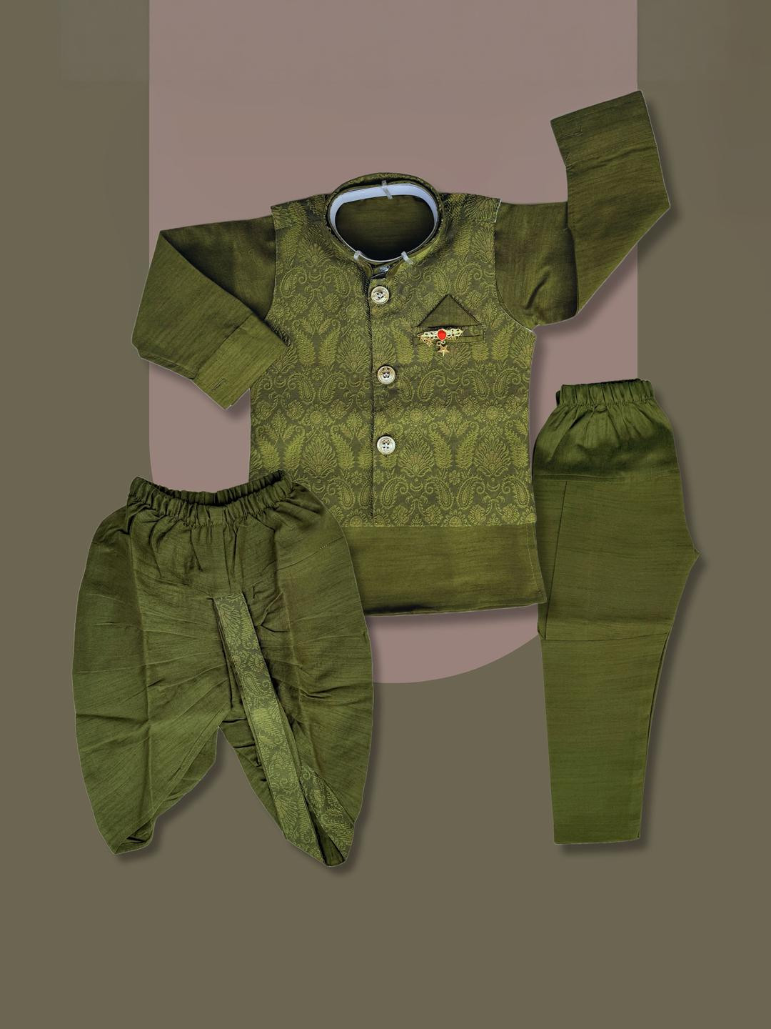 Qutie Ninja Boys Mandarin Collar Dupion Silk Sherwani