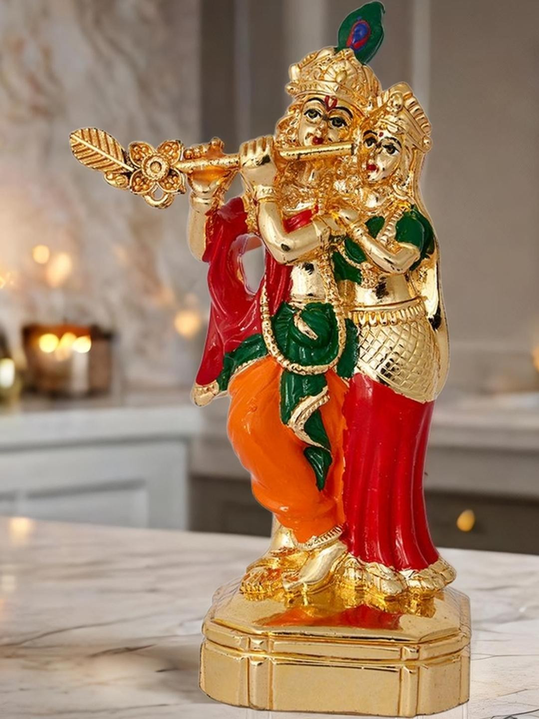 Kulin Resin Gold-Plated Krishna Idol Playing Flute