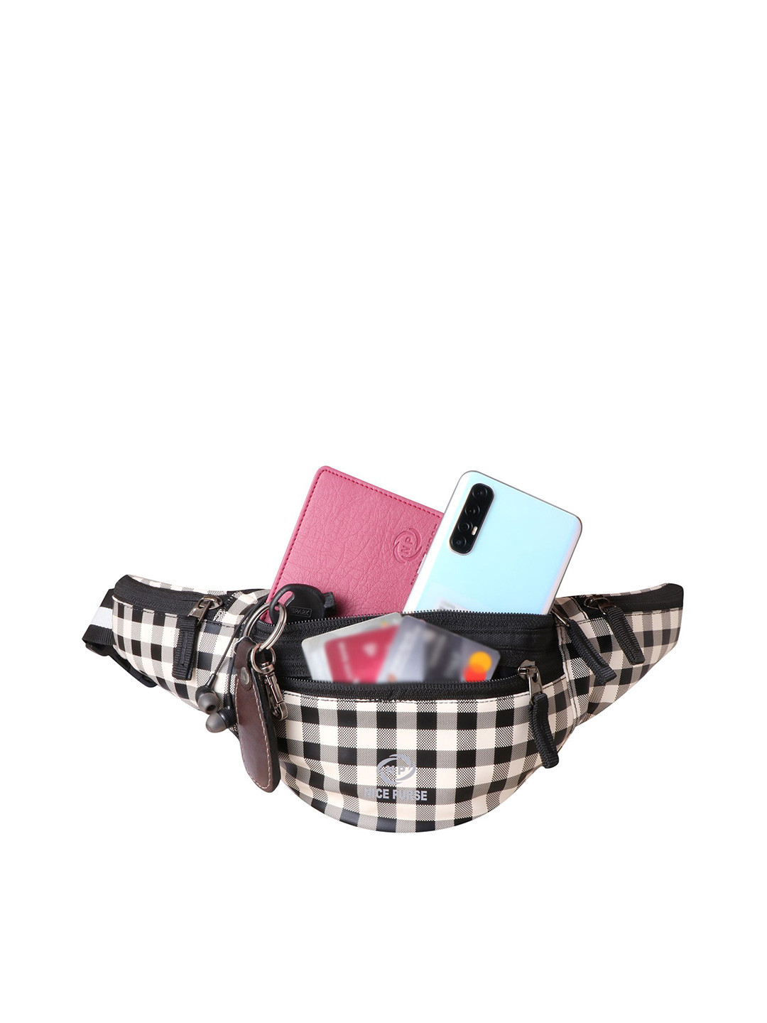NICE PURSE Checked Waist Pouch