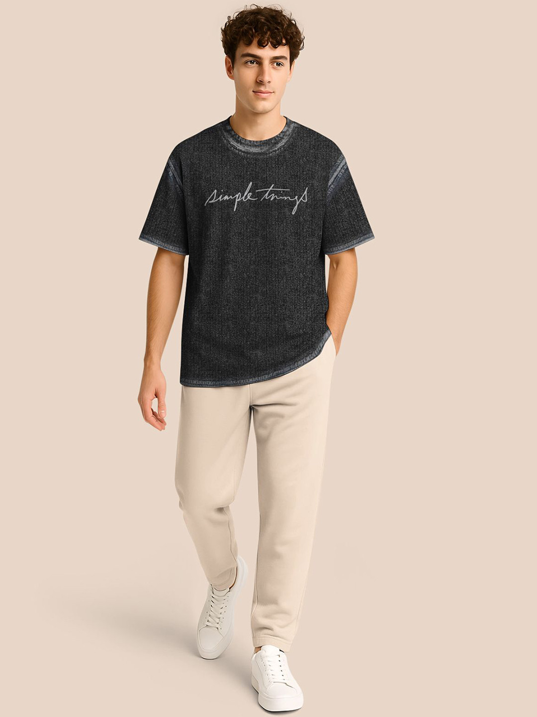 BULLMER Printed Round Neck Oversized T-Shirt & Trousers