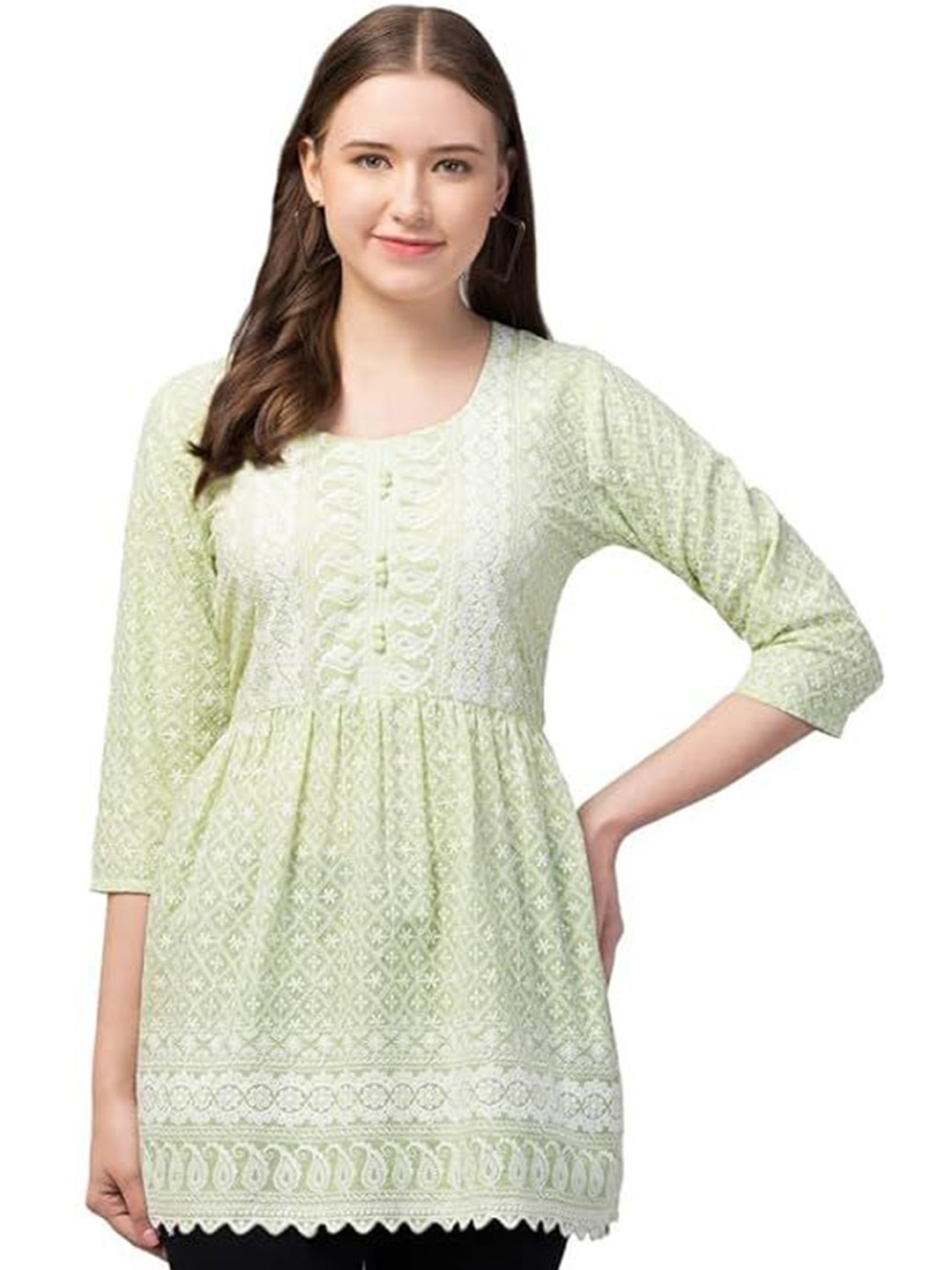 ERUDITE CLUB Women Embroidered Pure Cotton Tunic