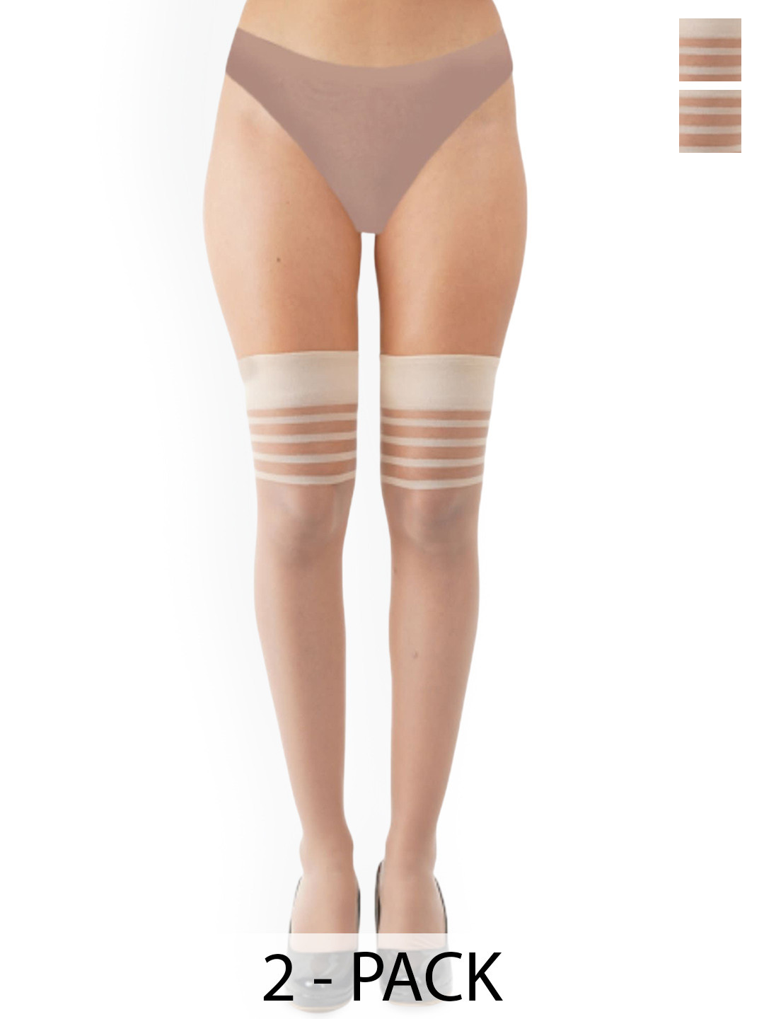 N2S NEXT2SKIN Pack Of 2 Sheer Thigh High Transparent Stockings