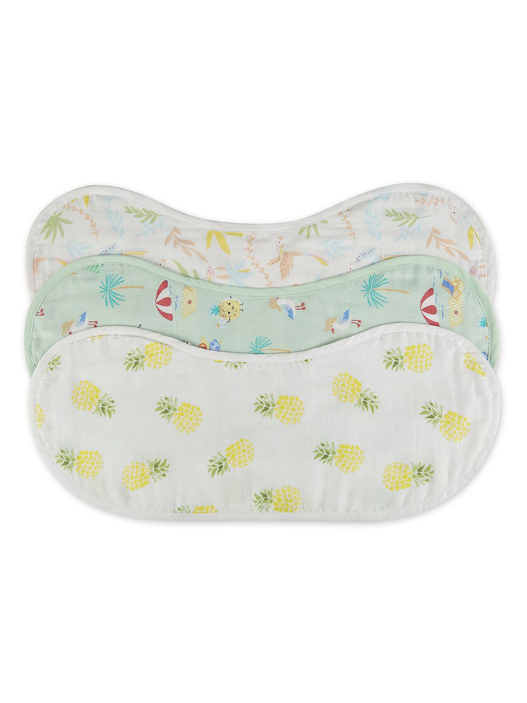 haus & kinder Kids Pack Of 3 Tropical Twist Printed Burp Cloths