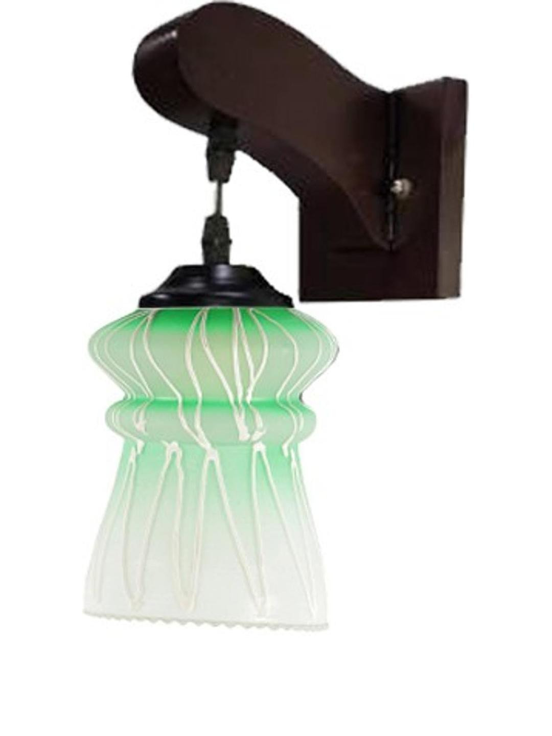 Somil Premium Designer Glass Wall / Night Lamp  Elegant & Stylish Dcor Accent for Modern Interiors, Color- Green, White, Size:- 20 X 25 X 22.5 CM