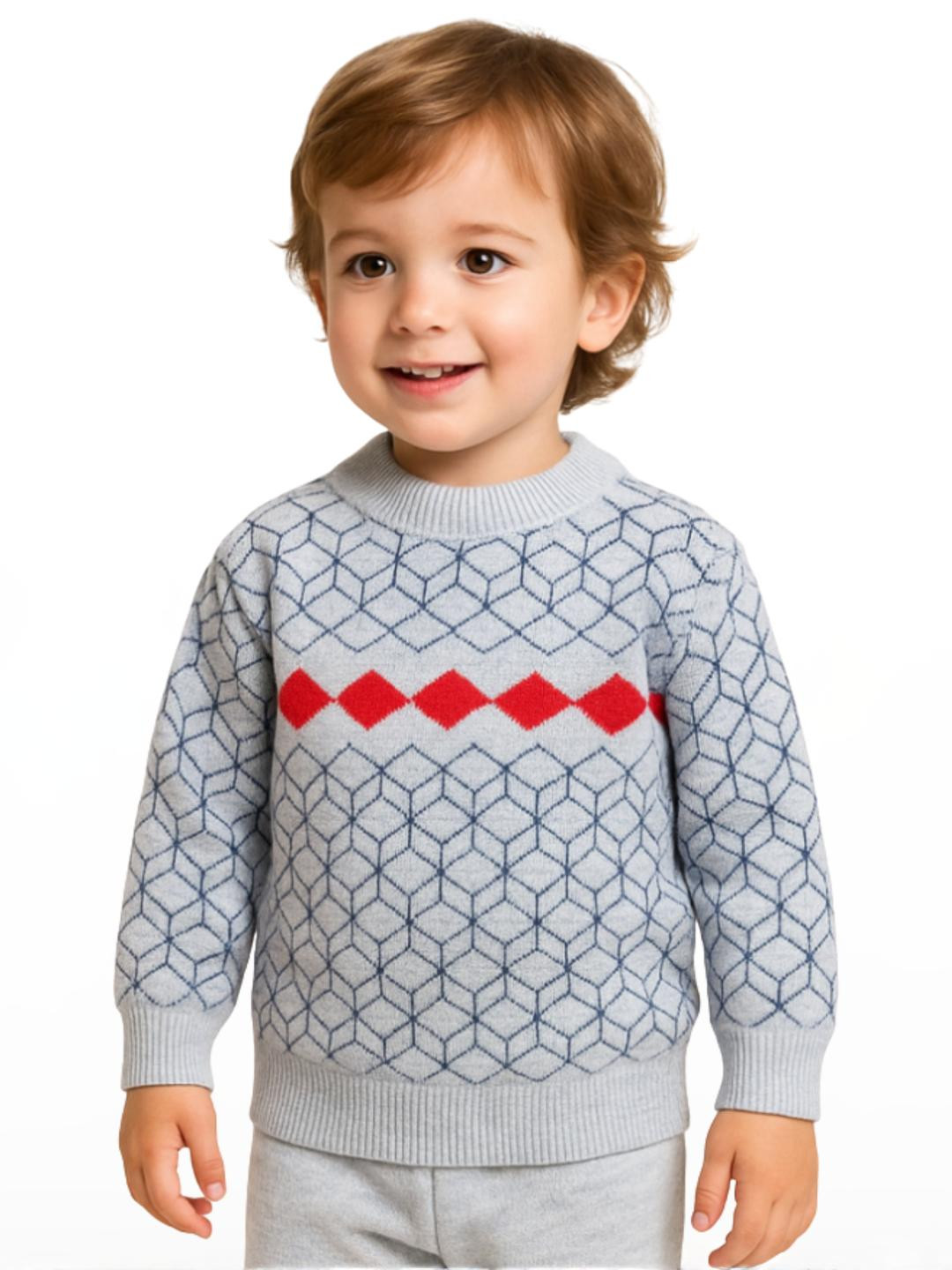 AVELLY Boys Grey Checked Woollen Sweater Vest