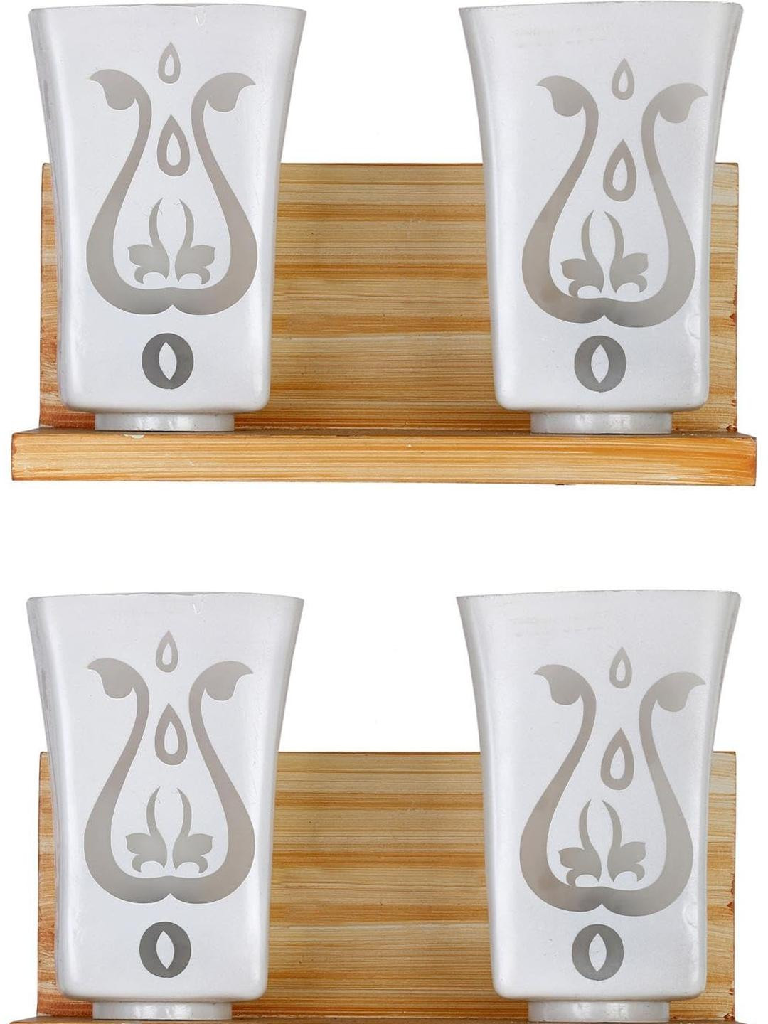 Somil Premium Designer Glass Wall / Night Lamp  Elegant & Stylish Dcor Accent for Modern Interiors, Color- White, Size:- 32 X 22 X 29 CM