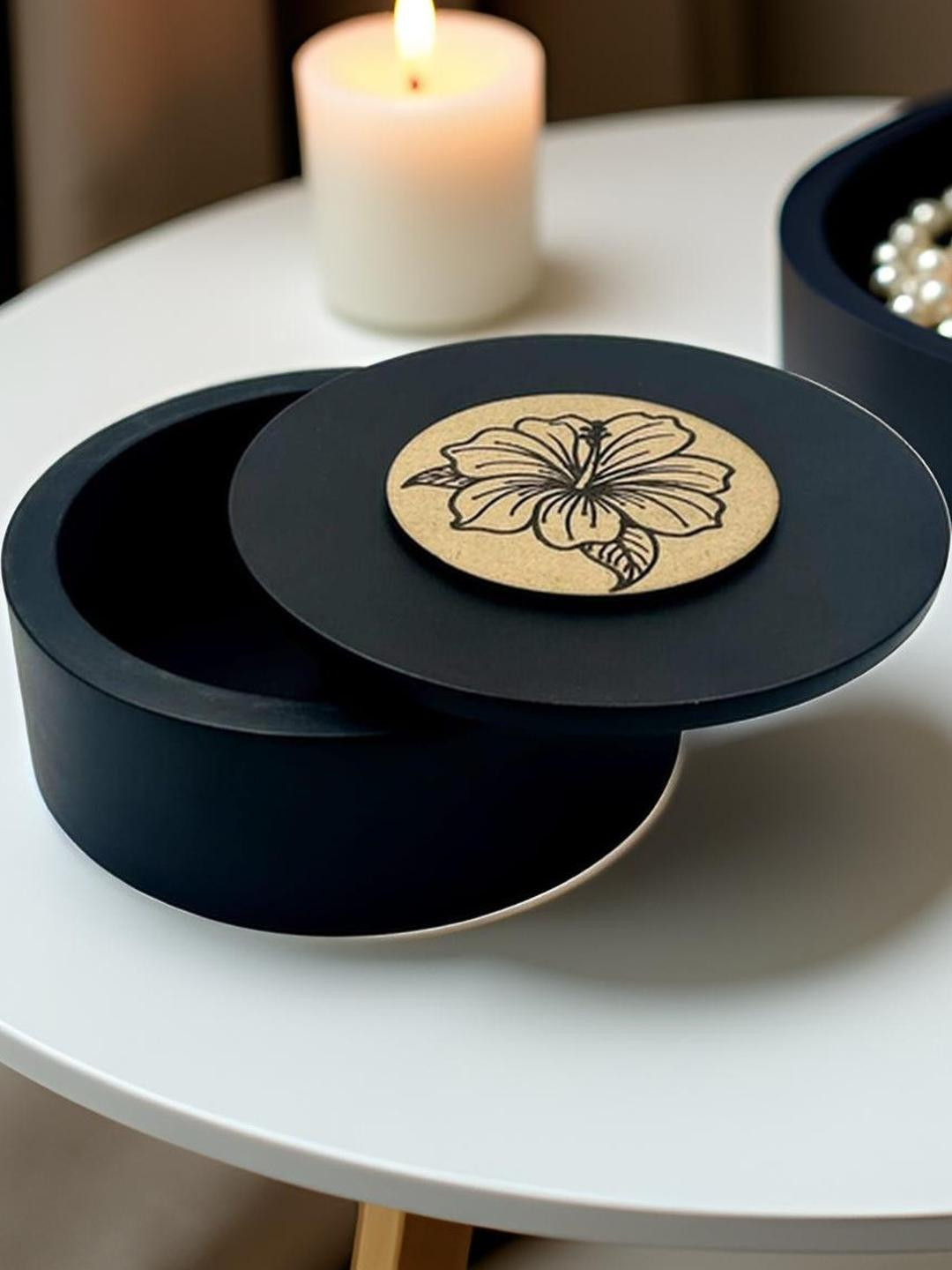 Angira handicrafts Decorative Wooden Jewellery Storage Box 12.3 X12.3 X 5cm