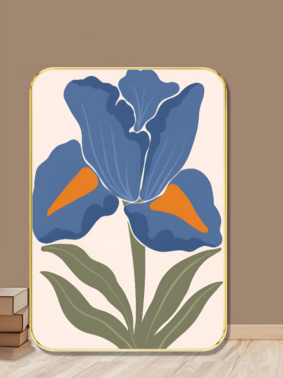 Livin'luxe Blue & Green Elegant Iris Flower Rectangle Wall Art