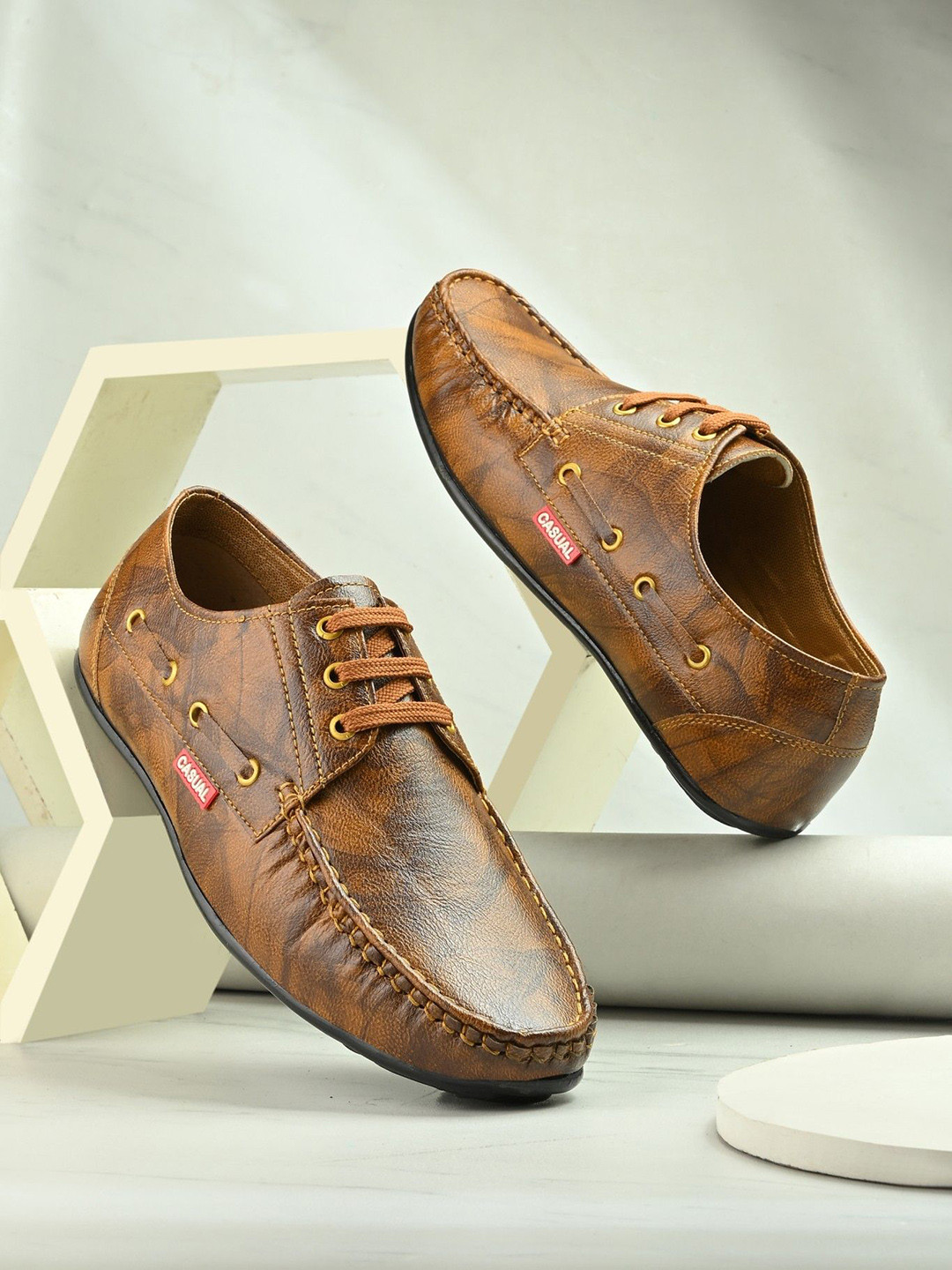 K Footlance Men Square Toe Textured Derbys