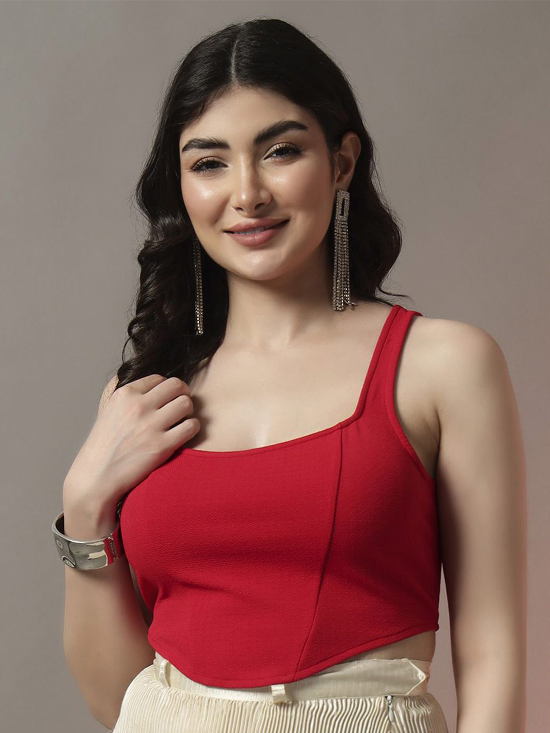 Trend Arrest Women Square Neck Corset Crop Top