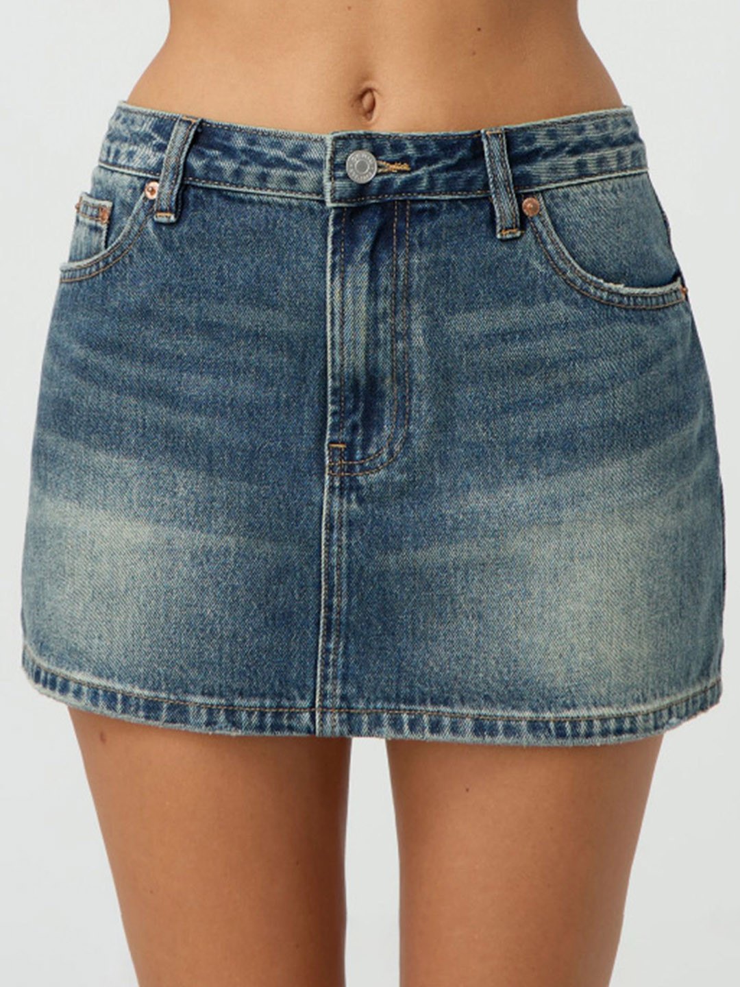 LULU & SKY Stone Wash A-Line Mini Denim Skirt