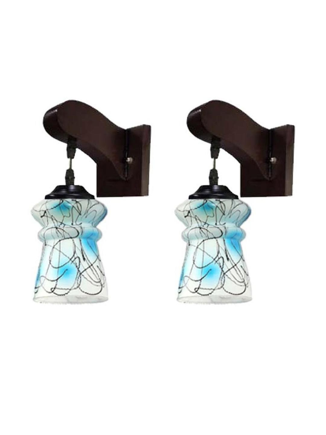 Somil Premium Designer Glass Wall / Night Lamp  Elegant & Stylish Dcor Accent for Modern Interiors, Color- FIrozi, White, Black, Size:- 20 X 25 X 22.5 CM