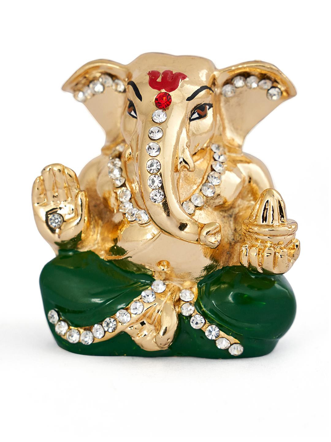 Kulin Resin God Appu Ganesh Showpiece with Green Embellished Dhoti