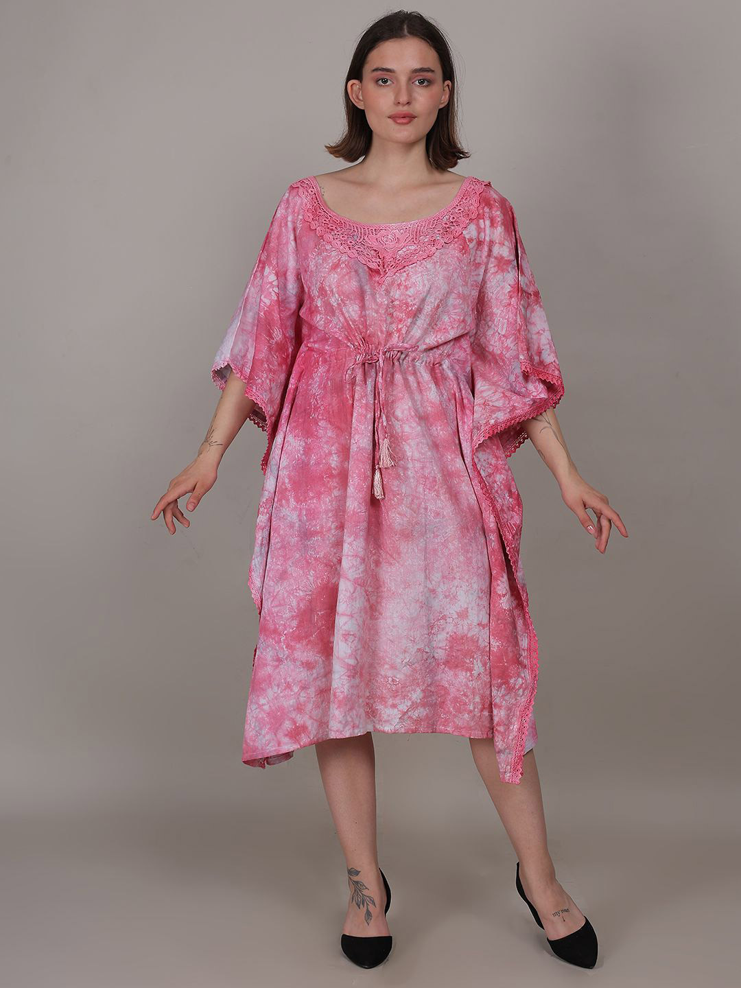 Flora & Fauna Women Kimono Sleeves Cotton Kaftan Dress