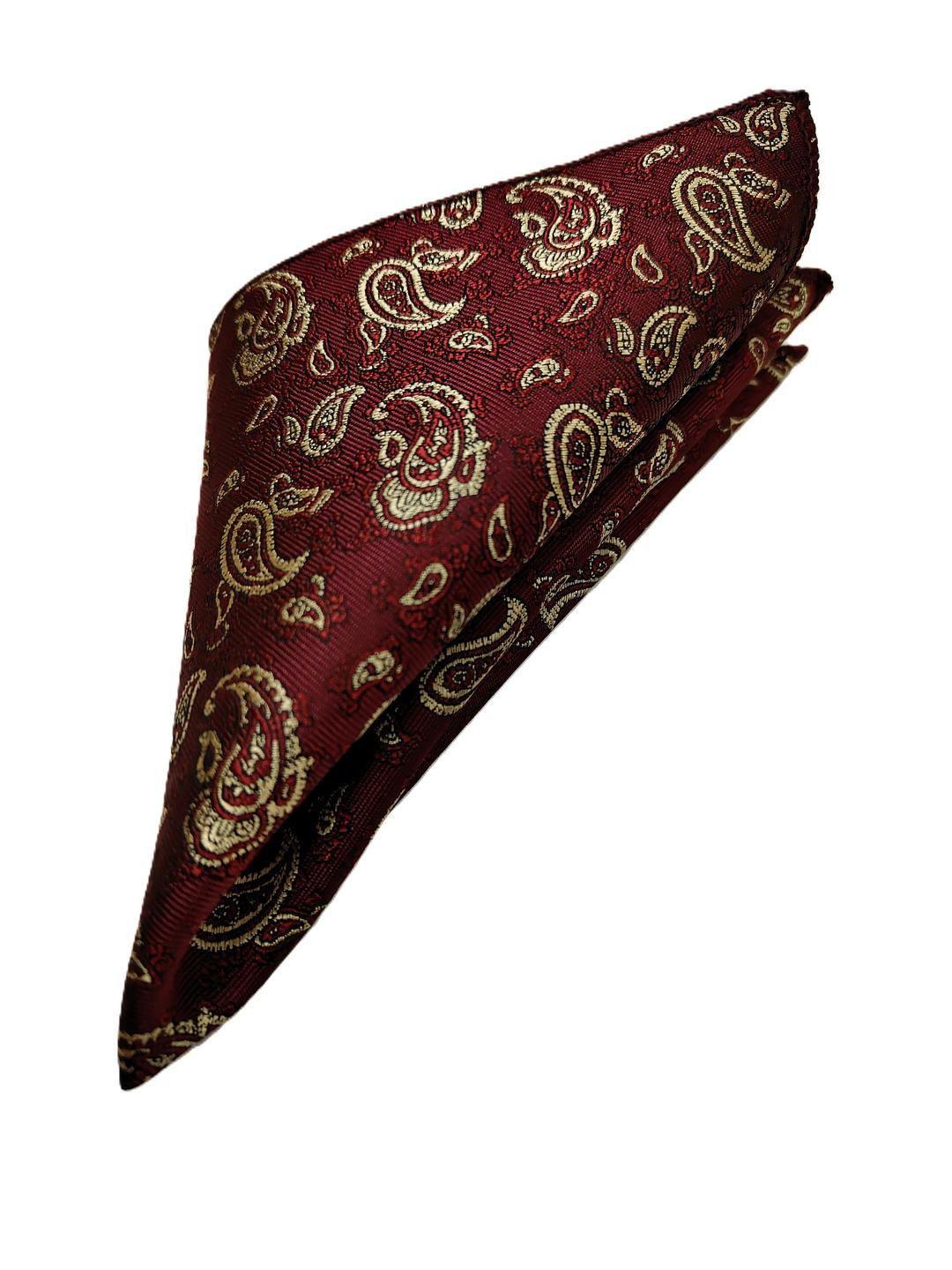 VOICI Men Maroon With Gold Printed Pocket Squares