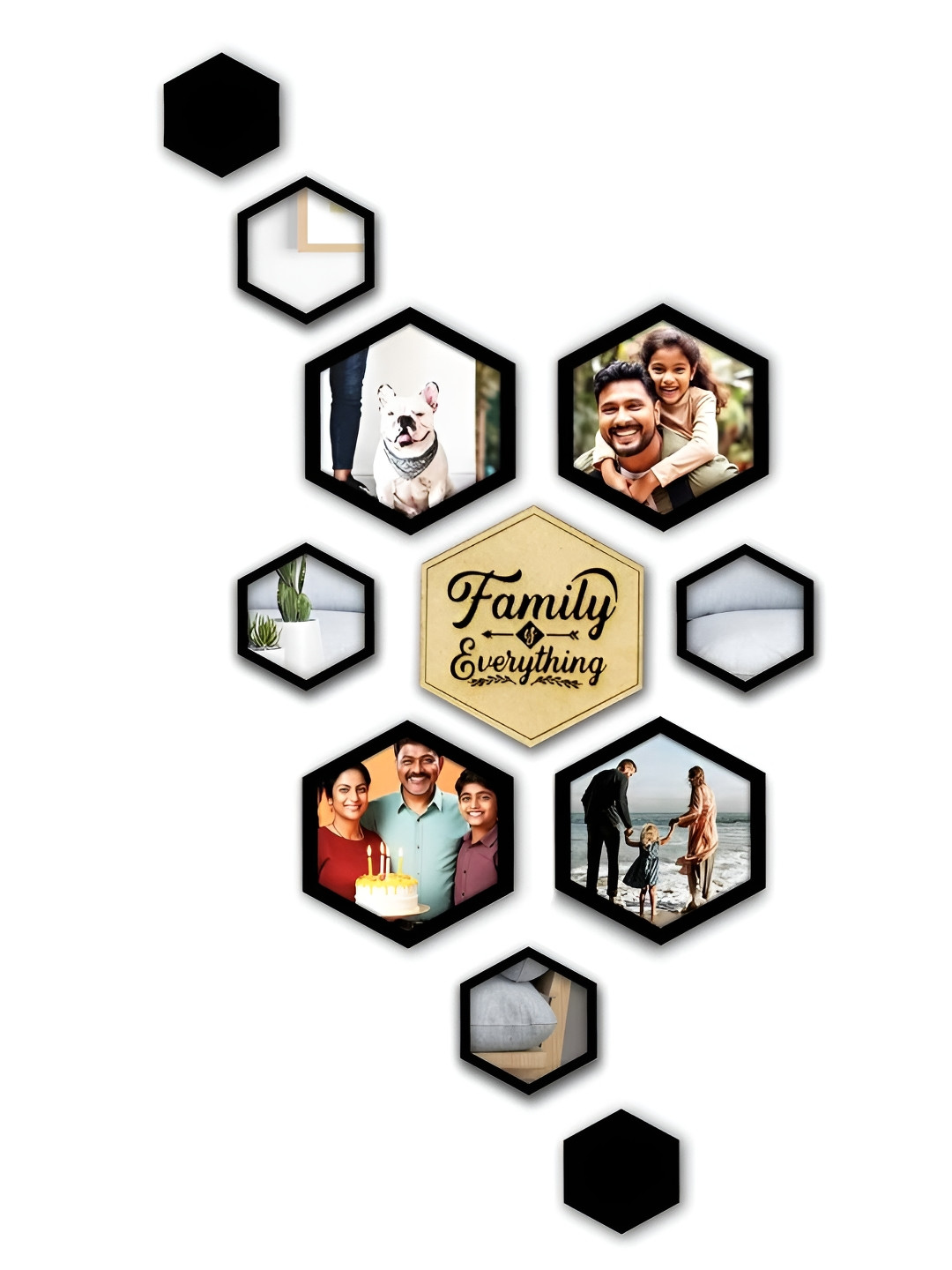 VAH Kya Bat Hai !! Black & Beige 10 Piece Family Is Everything Photoframe Mirror Stickers