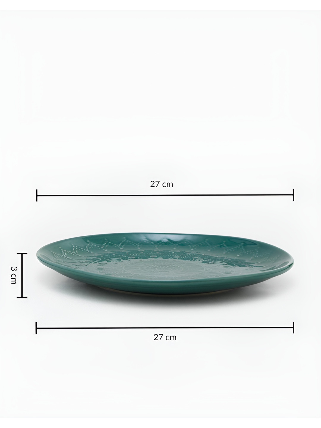 Fabindia Nafisa Teal PrintedGlossy Ceramic Dishwasher And Microwave Safe Plate